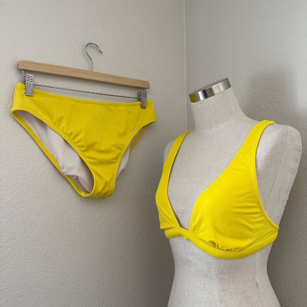 J. Crew Bikini Set High Waisted Triangle Yellow Sz M/L